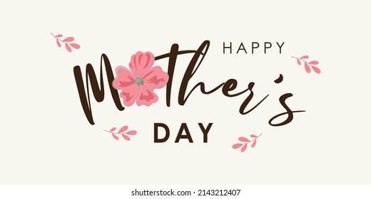 Feliz Día de la Madre. Afiche de caligrafía con flores para el Día de la Madre o banner de oferta especial de compras de venta. Mejor Mamá, alguna vez tarjeta de saludo, vector de fondo.