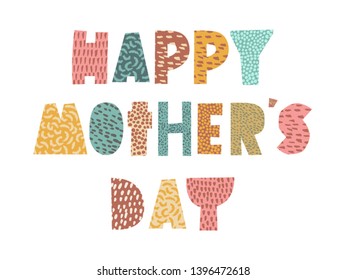 Happy mother's day card background with paper cut lettering message