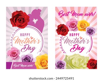 Happy Mother's Day card with beautiful flowers, elegant strokes, gradients and various vector elements.