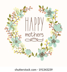 Happy mothers day card. Bright spring concept illustration with flowers in vector