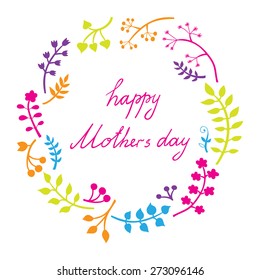 Happy mothers day card. Bright spring concept illustration with flowers. Vector banner.