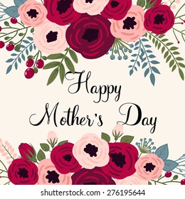 Happy mother's day card. Bright spring concept illustration with flowers in vector