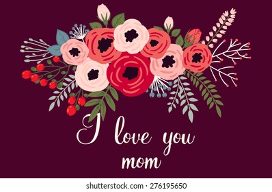 Happy mother's day card. Bright spring concept illustration with flowers in vector