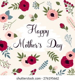 Happy mother's day card. Bright spring concept illustration with flowers in vector