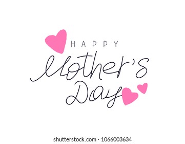 Happy Mother's Day Card. Calligraphy and lettering. Vector illustration on a white background.
