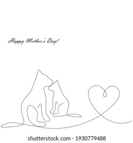 Happy mothers day card with cats, vector illustration