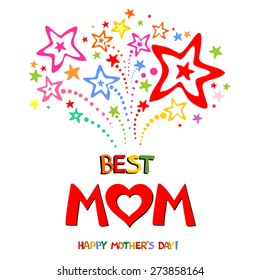 Happy Mothers Day card. Celebration background with retro typography Best Mom and place for your text. Vector Illustration
