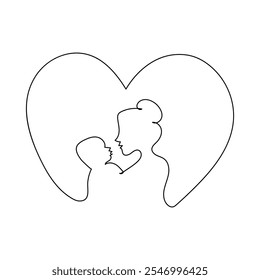 Happy Mother's Day card with continuous one line drawing. Professional modern illustration for Mother's Day.