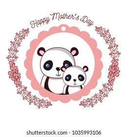 Happy mothers day card with cute animals cartoons