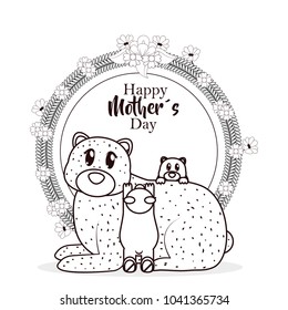 Happy mothers day card with cute animals