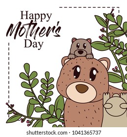 Happy mothers day card with cute animals