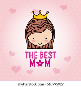 happy Mothers day card with cute girl icon over pink background. colorful design. vector illustration