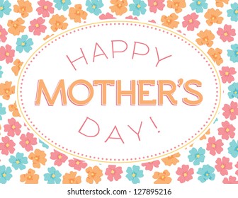 Happy Mother's Day card design with colorful floral background