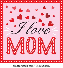 Happy mother's day card design with text and heart shapes