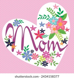 Happy mother's day card design with text and mom