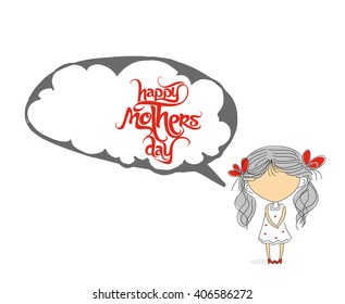 Happy Mother's Day card design speech bubbles with sweet girl message vector