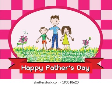 Happy mothers day card with family cartoons in illustration