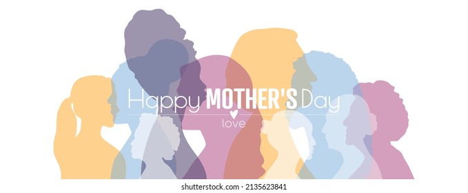 Happy Mother's Day card.	
Flat vector illustration.