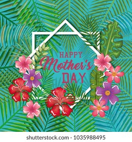 happy mothers day card with floral decoration