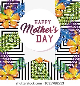 happy mothers day card with floral decoration