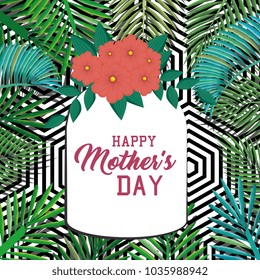happy mothers day card with floral decoration
