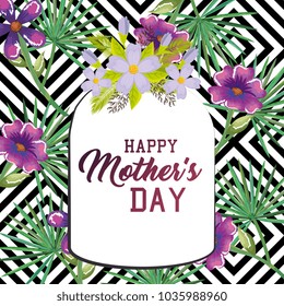 happy mothers day card with floral decoration