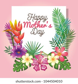 happy mothers day card with floral decoration