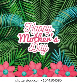 happy mothers day card with floral decoration