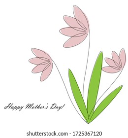 Happy mothers day card with flowers, vector illustration