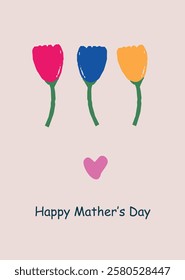 Happy Mother's Day Card flowers. Template for ads, branding, banner, cover, label, poster print