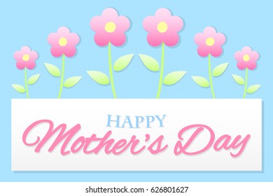 Happy Mother's Day card with flowers. Vector illustration.