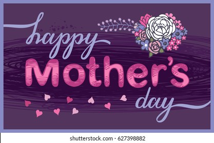 Happy Mother's Day card with flowers on violet background released by vector graphic images