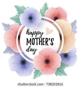 Happy Mother's day card with flowers. 
Vector illustration.