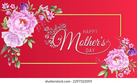 Happy mothers day card. Mother's day greeting card. Mother's day greeting card with flowers. Best mom ever greeting card.