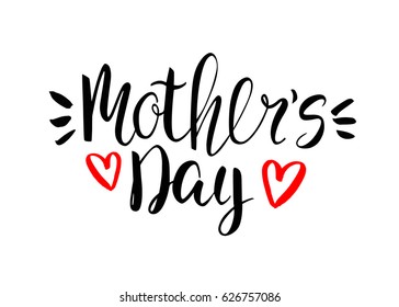Happy mother's day card. Handwritten calligraphic inscription. Vector background. Brush lettering, modern calligraphy.