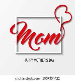 Happy Mother's day card with heart, Happy Mother's day Vector Illustration