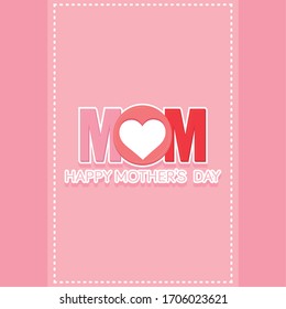 Happy mothers day card with a heart - Vector illustration