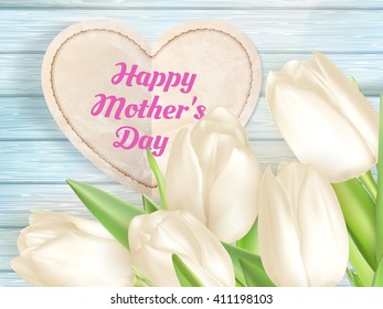 Happy mothers day card with heart. EPS 10 vector file included