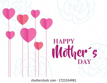 happy mothers day card with hearts vector illustration design