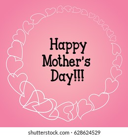 Happy mother's day card. Hearts. Vector illustration.