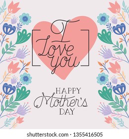happy mothers day card with herbs heart frame