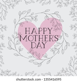 happy mothers day card with herbs heart frame