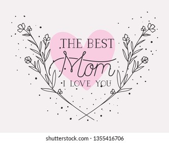 happy mothers day card with herbs heart frame