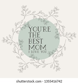 happy mothers day card with herbs circular frame