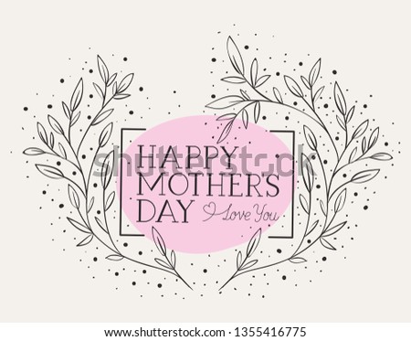 happy mothers day card with herbs circular frame