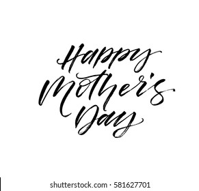 Happy Mother's day card. Holiday lettering.  Ink illustration. Modern brush calligraphy. Isolated on white background. 