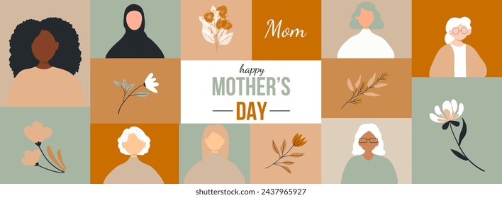 Happy Mother's Day card. Modern color design.