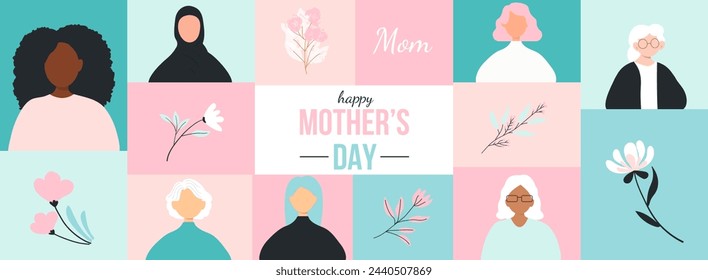 Happy Mother's Day card. Modern color design.