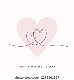 Happy mother's day card mom mommy mother may 14 th banner background love heart hand drawn line art sweet pink celebration concept wishes drawing handwritten vector illustration graphic design 