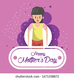 happy mothers day card with mother character vector illustration design